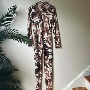 Brown camouflage jumpsuit